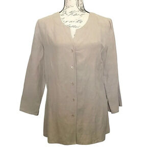 Nurture Silk‎ Linen Blend Top Size Small Tan Button Front Lightweight